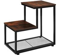 TecTake® Mesa Auxiliar Salon con 2 Tableros y 1 Estante, Decoracion Hogar, Mesita Auxiliar Salon, Muebles Oficina, Mesas Auxiliares - 60,5 x 35,5 x 60,5 cm Madera Industrial Oscura, Rústica