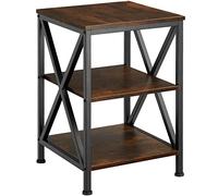 TecTake® Mesa Auxiliar Salon con 3 Estantes, Mesitas de Noche, Muebles Salon, Mesa para Sofa, Mesita Auxiliar Pequeña, Decoracion Hogar - 40,5 x 40,5 x 60,5 cm Madera Industrial Oscura, Rústica