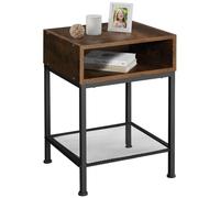 TecTake® Mesa Auxiliar Salon con Bandeja Superior, Mesita Auxiliar, Mesa para Sofa, Mesitas de Noche, Decoracion Hogar - 40,5 x 40,5 x 59 cm Madera Industrial Oscura, Rústica