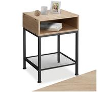 TecTake® Mesa Auxiliar Salon con Bandeja Superior, Mesita Auxiliar, Mesa para Sofa, Mesitas de Noche, Decoracion Hogar - 40,5 x 40,5 x 59 cm Madera Industrial Clara, Roble Sonoma