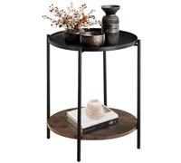 TecTake® Mesa Auxiliar Salon con Diseño Industrial, Mesa de Centro Funcional, Decoracion Hogar Ideal en Dormitorio, Mesita Auxiliar Sofa - 45,5 x 45,5 x 54,5 cm Madera Industrial Oscura, Rústica