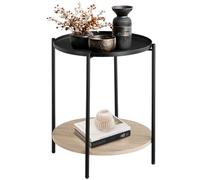 TecTake® Mesa Auxiliar Salon con Diseño Industrial, Mesa de Centro Funcional, Decoracion Hogar Ideal en Dormitorio, Mesita Auxiliar Sofa - 45,5 x 45,5 x 54,5 cm Madera Industrial Clara, Roble Sonoma