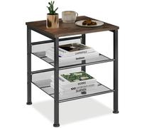 TecTake® Mesa Auxiliar Salon con Estante de Rejilla, Estructura Trapezoidal, Decoracion Hogar, Mesa Auxiliar Sofa, Mesas Auxiliares, Muebles - 40,5 x 40 x 50,5 cm Madera Industrial Oscura, Rústica