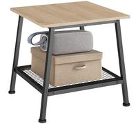 TecTake® Mesa Auxiliar Salon con Estante de Rejilla, Estructura Trapezoidal, Decoracion Hogar, Mesa Auxiliar Sofa, Mesas Auxiliares, Muebles - 45,5 x 45 x 47 cm Madera Industrial Clara, Roble Sonoma