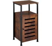 TecTake® Mesa Auxiliar Salon Estilo Industrial 2 Estantes y Puerta, Mesita de Noche, Decoracion Hogar, Mesitas de Noche, Mesita Auxiliar - 31,5 x 38,5 x 81 cm Madera Industrial Oscura, Rústica