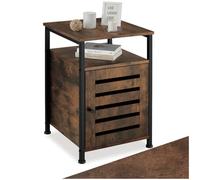 TecTake® Mesa Auxiliar Salon Estilo Industrial 2 Estantes y Puerta, Mesita de Noche, Decoracion Hogar, Mesitas de Noche, Mesita Auxiliar - 40,5 x 40,5 x 60,5 cm Madera Industrial Oscura, Rústica