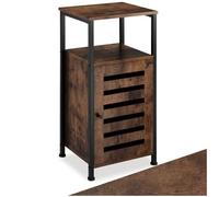 TecTake® Mesa Auxiliar Salon Estilo Industrial 2 Estantes y Puerta, Mesita de Noche, Decoracion Hogar, Mesitas de Noche, Mesita Auxiliar - 31,5 x 38,5 x 81 cm Madera Industrial Oscura, Rústica