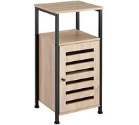 TecTake® Mesa Auxiliar Salon Estilo Industrial 2 Estantes y Puerta, Mesita de Noche, Decoracion Hogar, Mesitas de Noche, Mesita Auxiliar - 31,5 x 38,5 x 81 cm Madera Industrial Clara, Roble Sonoma