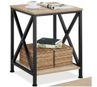 TecTake® Mesa Auxiliar Salon Estilo Industrial con 2 Estantes y Pies Ajustables, Mesitas de Noche, Decoracion Hogar, Muebles, Oficina - 40,5 x 40,5 x 52,2 cm Madera Industrial Clara, Roble Sonoma