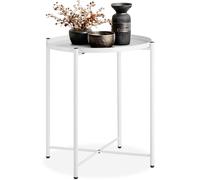 tectake® Mesa Auxiliar Salon, Estructura Fina de Acero Robusto, Mesitas de Noche, Mueble Salon, Mesa Redonda, Mesas Auxiliares, Mesas Redondas - 45,5 x 45,5 x 53 cm Blanco