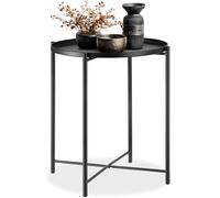 tectake® Mesa Auxiliar Salon, Estructura Fina de Acero Robusto, Mesitas de Noche, Mueble Salon, Mesa Redonda, Mesas Auxiliares, Mesas Redondas - 45,5 x 45,5 x 53 cm Negro