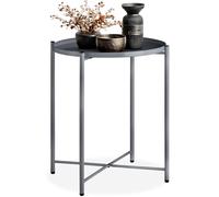 tectake® Mesa Auxiliar Salon, Estructura Fina de Acero Robusto, Mesitas de Noche, Mueble Salon, Mesa Redonda, Mesas Auxiliares, Mesas Redondas - 45,5 x 45,5 x 53 cm Gris Oscuro