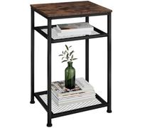 TecTake® Mesa Auxiliar Salon Industrial con 2 Estantes de Rejilla, Mesa de Centro, Mesitas de Noche, Decoracion Hogar, Mesas Auxiliares - 36 x 45,5 x 75,5 cm Madera Industrial Oscura, Rústica