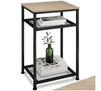 TecTake® Mesa Auxiliar Salon Industrial con 2 Estantes de Rejilla, Mesa de Centro, Mesitas de Noche, Decoracion Hogar, Mesas Auxiliares - 36 x 45,5 x 75,5 cm Madera Industrial Clara, Roble Sonoma