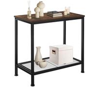 TecTake® Mesa Auxiliar Salon Industrial con Estante de Rejilla, Mesitas de Noche, Muebles Auxiliares, Decoracion Hogar, Mesita Auxiliar - 60 x 30,5 x 60,5 cm Madera Industrial Oscura, Rústica