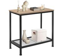 tectake® Mesa Auxiliar Salon Industrial con Estante de Rejilla, Mesitas de Noche, Muebles Auxiliares, Decoracion Hogar, Mesita Auxiliar - 60 x 30,5 x 60,5 cm Madera Industrial Clara, Roble Sonoma