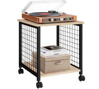 TecTake® Mesa Auxiliar Salon Industrial con Ruedas Giratorias con Freno, para Salon, Dormitorio, Oficina, Mesitas de Noche, Decoracion Hogar - 40 x 40 x 48 cm Madera Industrial Clara, Roble Sonoma