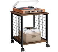 tectake® Mesa Auxiliar Salon Industrial con Ruedas Giratorias con Freno, para Salon, Dormitorio, Oficina, Mesitas de Noche, Decoracion Hogar - 40 x 40 x 48 cm Madera Industrial Oscura, Rústica