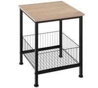 tectake® Mesa Auxiliar Salon, Mesa Auxiliar Sofa con Cesta de Rejilla, Montaje Sencillo, Muebles Salon, Decoracion Hogar, Oficina - 40 x 40 x 55,5 cm Madera Industrial Clara, Roble Sonoma