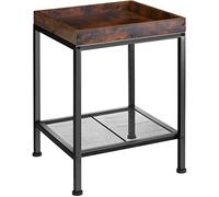 TecTake® Mesa Auxiliar Estilo Industrial, 41,5 x 41 x 56 cm, Capacidad de Carga: (Estante Superior) 75 kg, (Estante de Rejilla) 25 kg (Madera Industrial Oscura, rústica)