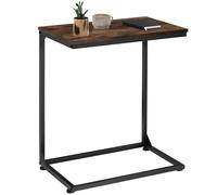 tectake® Mesa Auxiliar Sofa con Estructura en Forma de C, Mesitas de Noche con Tablero MDF Robusto, Mesita de Noche, Mesas Auxiliares - 35 x 55,5 x 67 cm Madera Industrial Oscura, Rústica