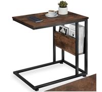 TecTake® Mesa Auxiliar Sofa en Forma de C, con Pies Ajustables, Mesitas de Noche para Dormitorio, Decoracion Hogar, Mesita Auxiliar Salon - 55 x 36,5 x 60 cm Madera Industrial Oscura, Rústica