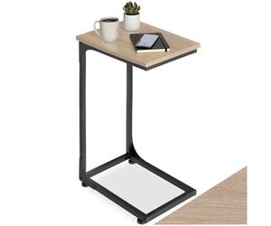 tectake® Mesa Auxiliar Sofa en Forma de C, con Pies Ajustables, Mesitas de Noche para Dormitorio, Decoracion Hogar, Mesita Auxiliar Salon - 40 x 30 x 63 cm Madera Industrial Clara, Roble Sonoma