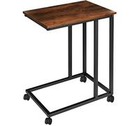 TecTake® Mesa Auxiliar Sofa en Forma de C, Mesa Auxiliar Salon, Muebles Salon, Mesa para Cama, Mesitas de Noche, Decoracion Hogar - 48 x 35 x 70 cm Madera Industrial Oscura, Rústica