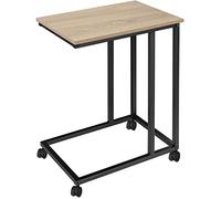 TecTake® Mesa Auxiliar Sofa en Forma de C, Mesa Auxiliar Salon, Muebles Salon, Mesa para Cama, Mesitas de Noche, Decoracion Hogar - 48 x 35 x 70 cm Madera Industrial Clara, Roble Sonoma