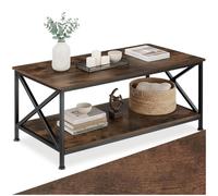 TecTake® Mesa Cafe con Estante Inferior, Mesa de Centro, Mueble Auxiliar Salon, Decoracion Hogar, Mesitas de Noche, Mesita de Noche, Muebles - 100 x 55 x 45,5 cm Madera Industrial Oscura, Rústica