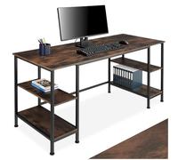 tectake® Mesa Comedor Industrial, Mesa Cocina, 4 Estantes Laterales, Muebles de Salon Moderno, Muebles de Cocina - 137 x 55 x 75 cm Madera Industrial Oscura, Rústica