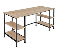 tectake® Mesa Comedor Industrial, Mesa Cocina, 4 Estantes Laterales, Muebles de Salon Moderno, Muebles de Cocina - 137 x 55 x 75 cm Madera Industrial Clara, Roble Sonoma