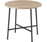 tectake® Mesa Comedor Industrial, Redonda, Madera y Acero, Estilo Industrial, Pies Ajustables, Muebles de Salon, Mesa Cocina - 80 x 80 x 76 cm Madera Industrial Clara, Roble Sonoma