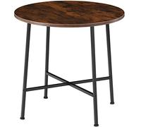 tectake® Mesa Comedor Industrial, Redonda, Madera y Acero, Estilo Industrial, Pies Ajustables, Muebles de Salon, Mesa Cocina - 80 x 80 x 76 cm Madera Industrial Oscura, Rústica