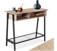 TecTake® Mesa Consola de Estilo Industrial, Estante de Rejilla, Espacio de Almacenamiento, Mueble Auxiliar Salón, Aparadores para Salon - 100 x 35 x 80,5 cm Madera Industrial Clara, Roble Sonoma
