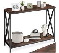 TecTake® Mesa Consola Recibidor Estilo Industrial, Estructura de Acero y Tablero Efecto Madera, Mueble Recibidor Entrada, Salón o Comedor - 100 x 35 x 80,5 cm Madera Industrial Oscura, Rústica