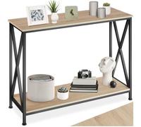 TecTake® Mesa Consola Recibidor Estilo Industrial, Estructura de Acero y Tablero Efecto Madera, Mueble Recibidor Entrada, Salón o Comedor - 100 x 35 x 80,5 cm Madera Industrial Clara, Roble Sonoma
