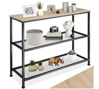 TecTake® Mesa Consola Retro, con 2 Estantes de Eejilla, Mueble Auxiliar para Entrada, Mueble Recibidor, Mesa de Centro, Robusta y Estable - Madera Industrial Clara, Roble Sonoma