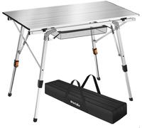 Tectake Mesa de aluminio plegable ajustable en altura, plateado