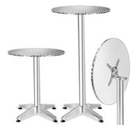 tectake® Mesa de Bar 2 en 1, Plegable, Aluminio, Altura Ajustable 75/115 Cm