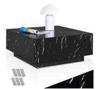 TecTake® Mesa de Centro con Diseño Minimalista, Mesa Auxiliar Salon para Mueble Salon Moderno, Mesas Auxiliares, Mueble Comedor, Mesitas de Noche - 80 x 80 x 35 cm Aspecto Mármol Negro