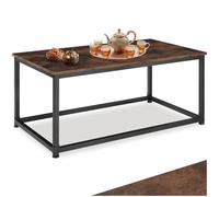TecTake® Mesa de Centro de Estilo Industrial con Estructura Acero Resistente, Mesa Auxiliar Salon para Decoracion Hogar, Muebles Salon - 100 x 55 x 45,5 cm Madera Industrial Oscura, Rústica