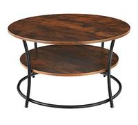 TecTake® Mesa de Centro Industrial con Madera Aglomerada y Acero, Mesa Redonda, Decoracion Hogar, Mesita Auxiliar Salon, Mesas de Centro - 80 x 80 x 46 cm Madera Industrial Oscura, Rústica