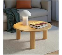TecTake® Mesa de Centro Redonda de Madera Maciza, Tablero MDF Chapado, Protectores de Fieltro, Mesa de Salón Moderna, Estabilidad y Diseño Elegante - 80 x 80 x 35,5 cm Roble Claro