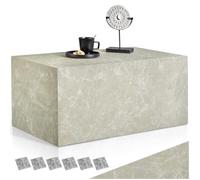 TecTake® Mesa de Centro Sin Montaje, Mesita de Noche con Protector Suelo, Mueble Salon en MDF Robusto, Mesa Auxiliar Salon Elegante, Mesitas de Noche - 50 x 90 x 40 cm Aspecto Travertino