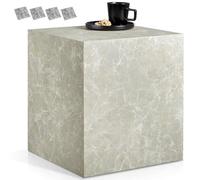 TecTake® Mesa de Centro Sin Montaje, Mesita de Noche con Protector Suelo, Mueble Salon en MDF Robusto, Mesa Auxiliar Salon Elegante, Mesitas de Noche - 45 x 45 x 50 cm Aspecto Travertino