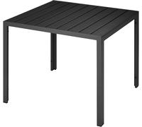 TecTake® Mesa Jardín Exterior de Aluminio 90x90x74,5cm, Mesa Terraza, Patas Ajustables y con Topes, Mueble Jardín Resistente a Intemperie, Fácil Montaje - Negro