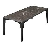 TecTake® Mesa de Jardín Exterior de Ratán, Aluminio y Madera, 196 x 97 x 176 cm, Muebles Jardín Exterior Resistentes a Intemperie, Tablero Gres Extraíble, Topes en Patas, Fácil Montaje - Gris