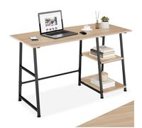 tectake® Mesa Escritorio con 2 Estantes Integrados, Pies Ajustables, Moderno Escritorio para Ordenador, Mesa Oficina, Fácil Montaje - 120 x 50 x 73,5 cm Madera Industrial Clara, Roble Sonoma