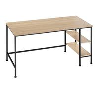 tectake® Mesa Escritorio con 2 Estantes Laterales, Pies Ajustables, Moderno Escritorio para Ordenador, Mesa Oficina - 140 x 60 x 76,5 cm Madera Industrial Clara, Roble Sonoma